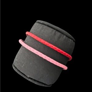Red and Pink Braided leather Bracelets round silver plated clasp